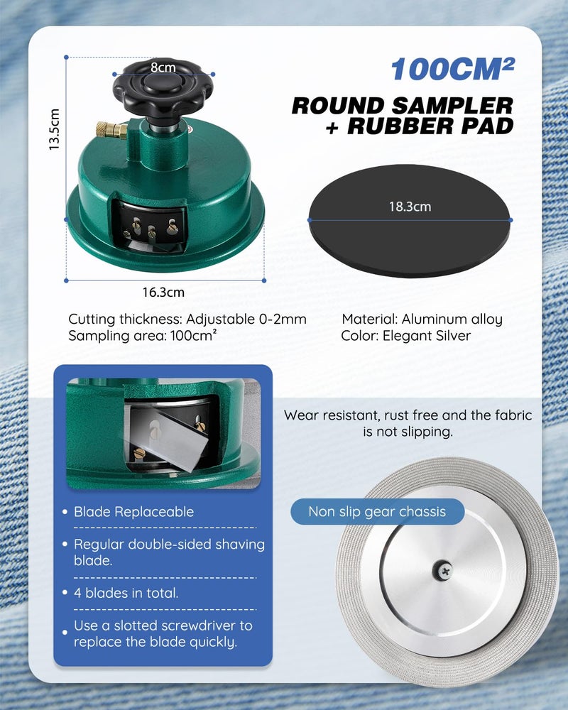 NEWTRY 1000g/0.01g Electronic Fabric GSM Scale Digital Textile Weight Balance with a 0-2mm Disc Sampler Cloth Cutter for Textile Paper Non-Woven Fabrics (110V Scale + Sampler) - Image 4