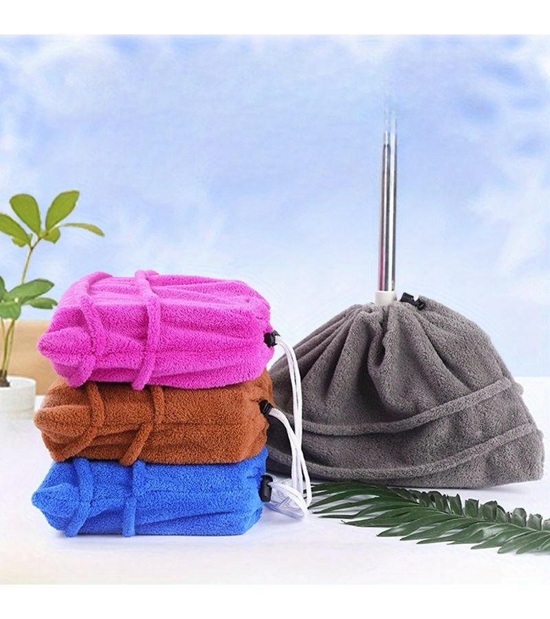 Pink Superfine Fiber Coral Fleece Wet Dry Dual Purpose Broom Cover Dust Cloth - Image 1