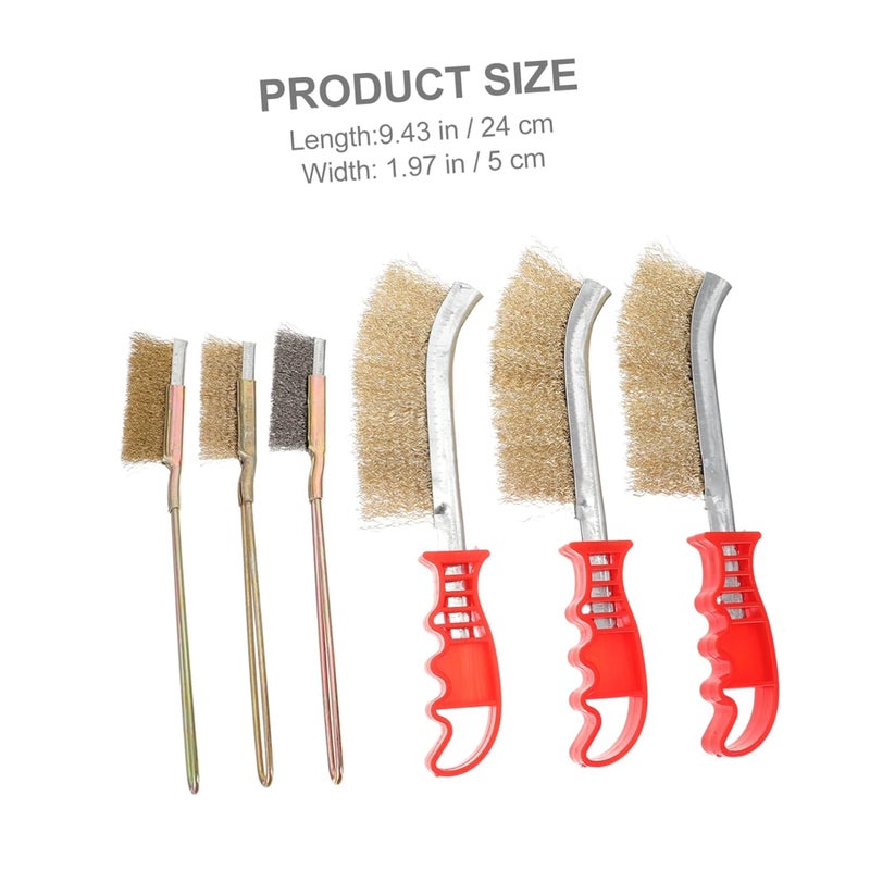 ULTECHNOVO 6Pcs Heavy Duty Steel and Copper Wire Brush with Plastic Handles for Rust Removal and Metal Cleaning Scratch Brushes for Welding Kitchen and Industrial Use - Image 4