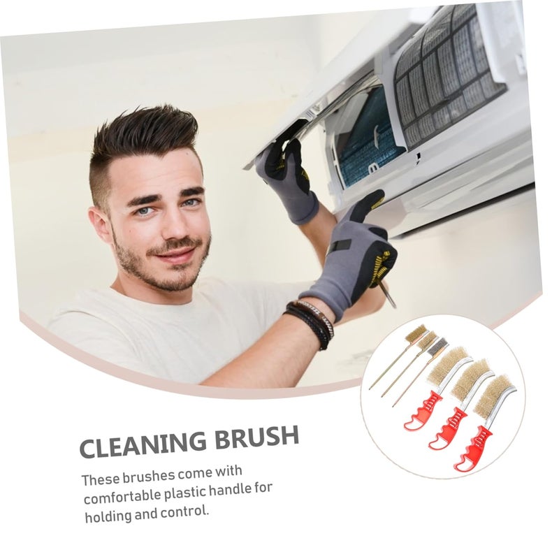 ULTECHNOVO 6Pcs Heavy Duty Steel and Copper Wire Brush with Plastic Handles for Rust Removal and Metal Cleaning Scratch Brushes for Welding Kitchen and Industrial Use - Image 5
