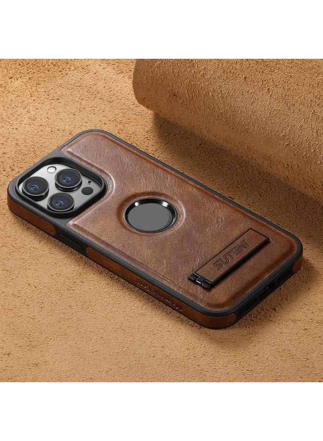 Suteni Case For iPhone 13 Pro Max G2 Magsafe Oil Wax Leather Back Phone Case with Holder - Image 4