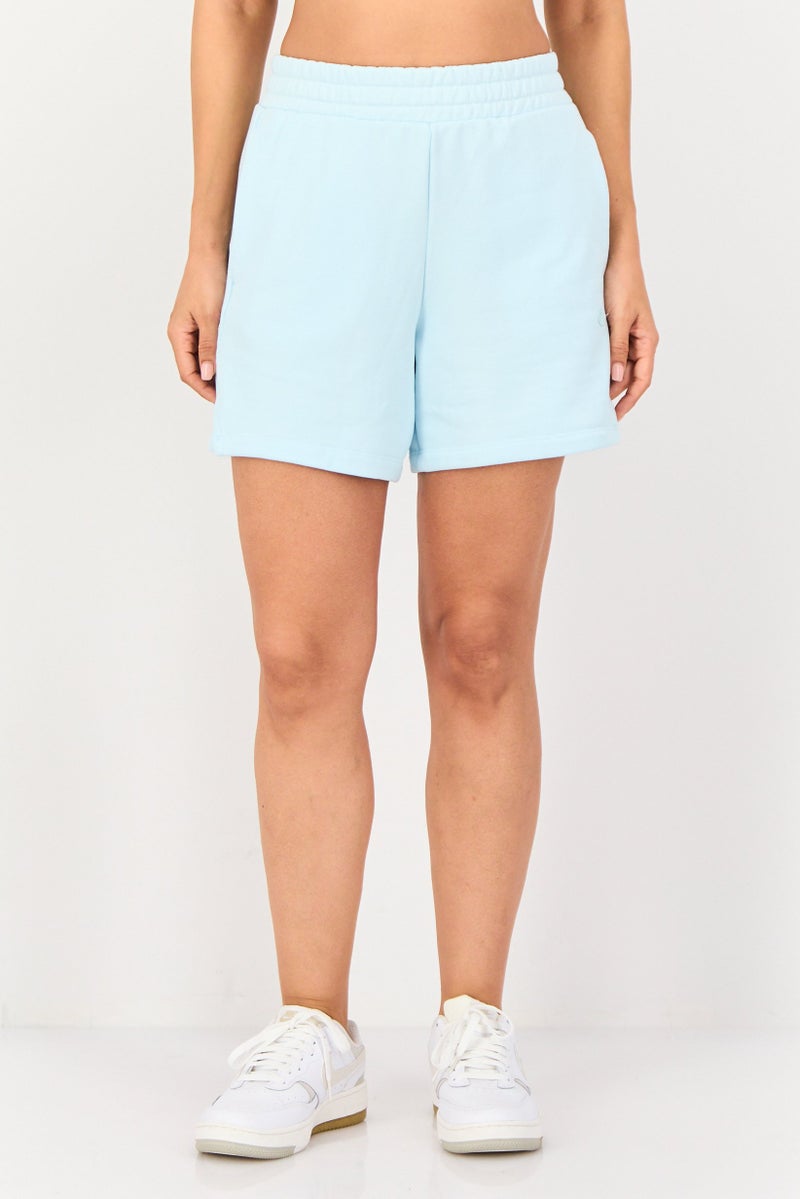 adidas Originals Women Sportswear Fit Embroidered Logo Training Shorts, Blue - Image 1