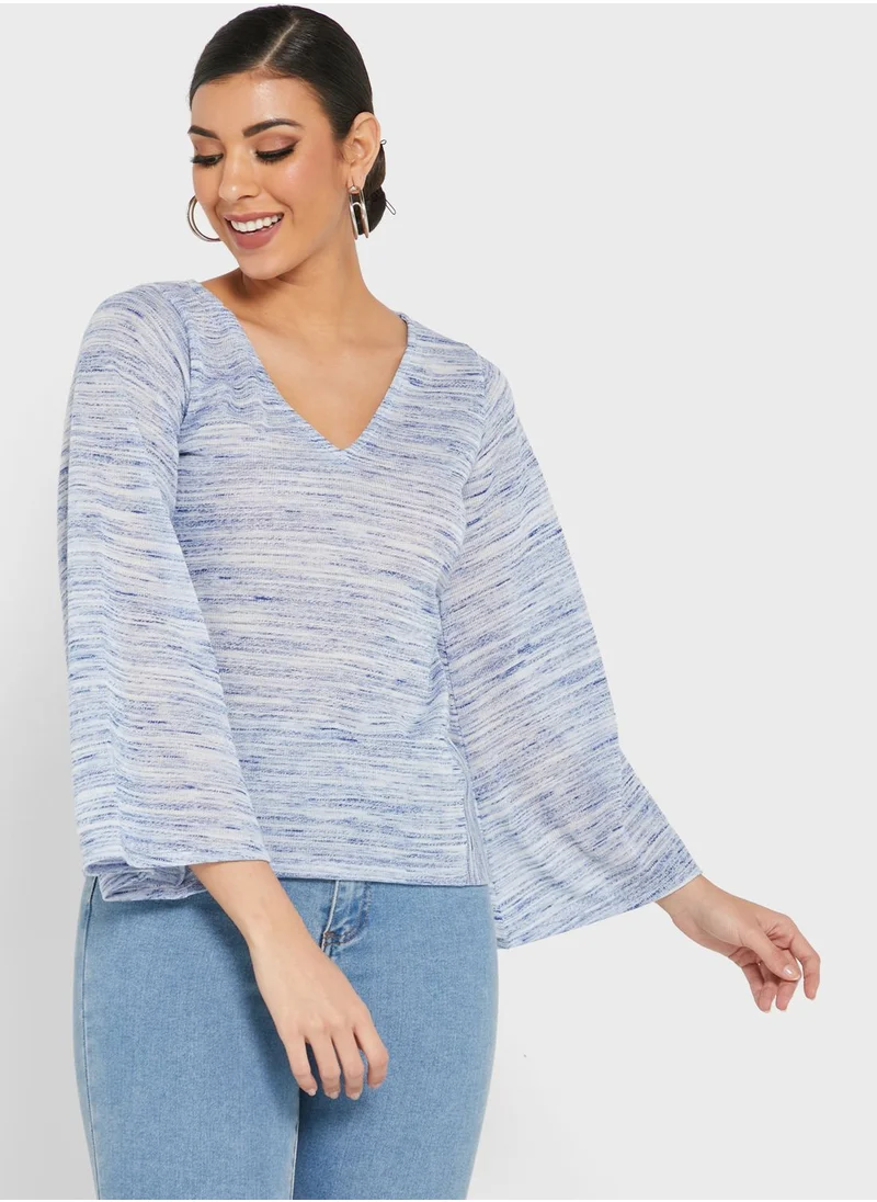 The Label Life V-Neck Wide Sleeve Top