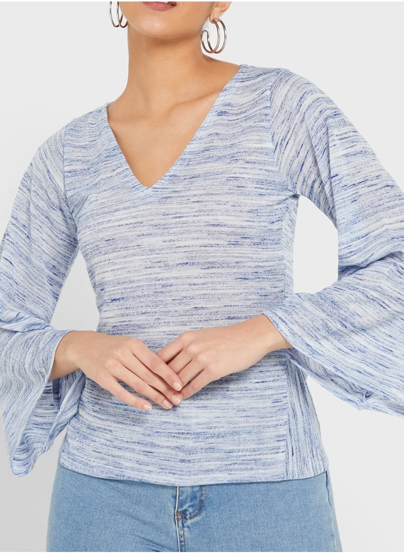 The Label Life V-Neck Wide Sleeve Top