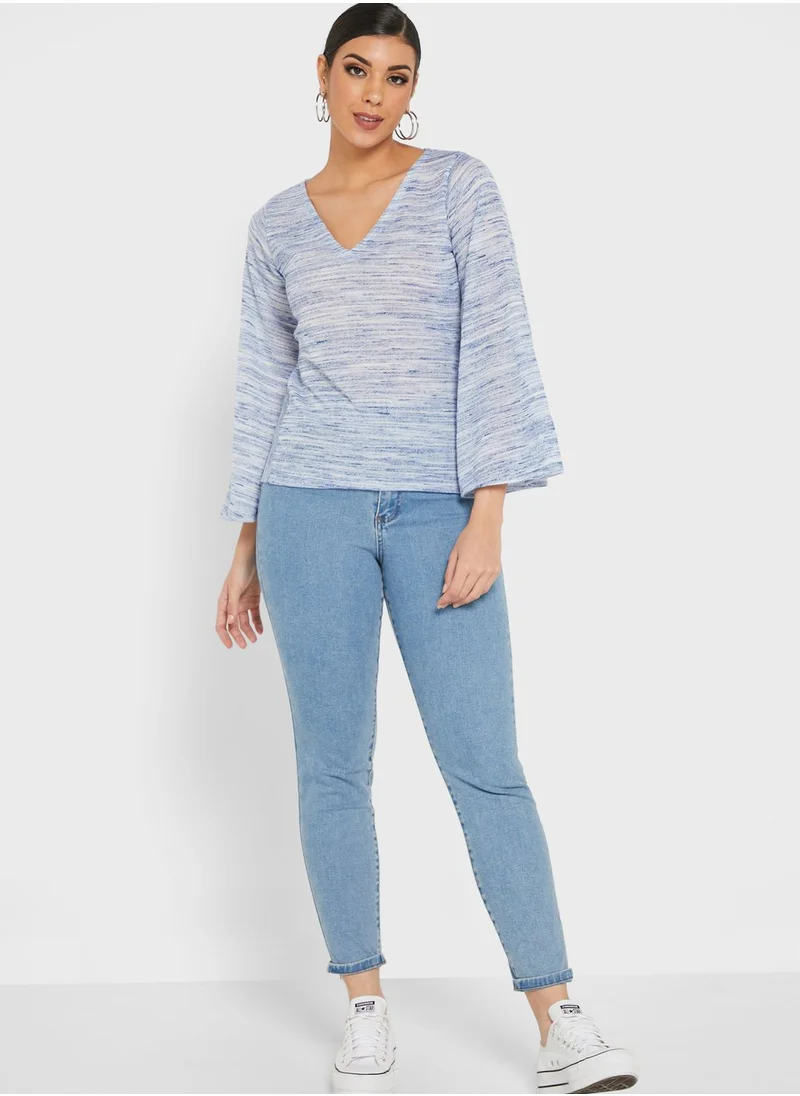 The Label Life V-Neck Wide Sleeve Top