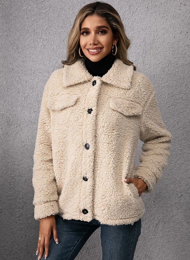 Loquat Lapel Lamb Wool Single Breasted Coat - Image 3