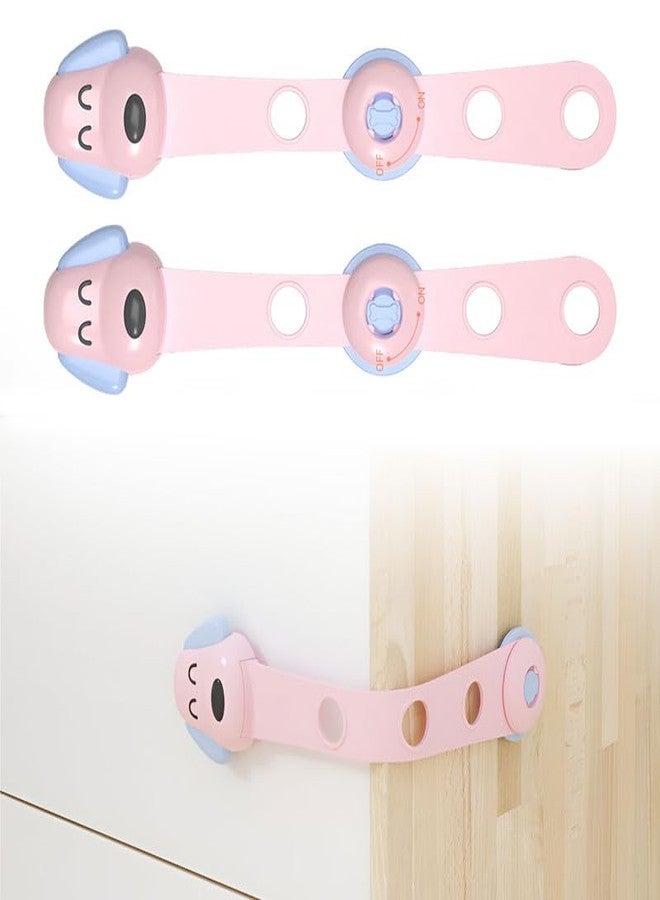 Bembika Furniture Safety Locks for Kids, Child Safety Lock for Fridge, Drawers, Cupboard, Cabinet, Window Safety Multifunction Accessories Adjustable Lock for Baby and Toddlers Pink - 2 Pcs - Image 1