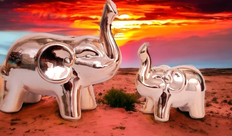 Chocozone Lucky Charm Elephant Mother & Baby Ceramic Showpiece for Gift Decoration Items for Living Room - Image 1