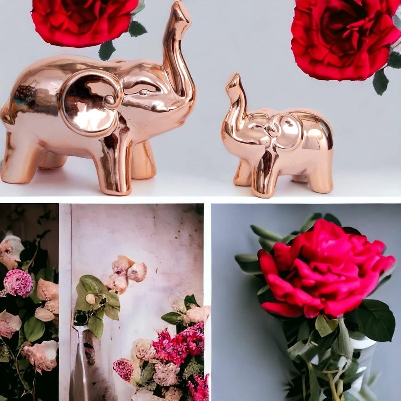 Chocozone Lucky Charm Elephant Mother & Baby Ceramic Showpiece for Gift Decoration Items for Living Room - Image 2