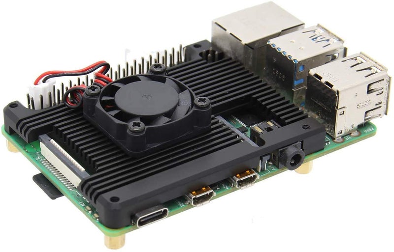 REES52 Raspberry Pi 4 7mm Embedded Heatsink with Fan (P165-A), Raspberry Pi 4B Armor Aluminum Radiator with 5V Cooling Fan Compatible with Raspberry Pi 4 Model B Computer and Pi 4 - Image 1