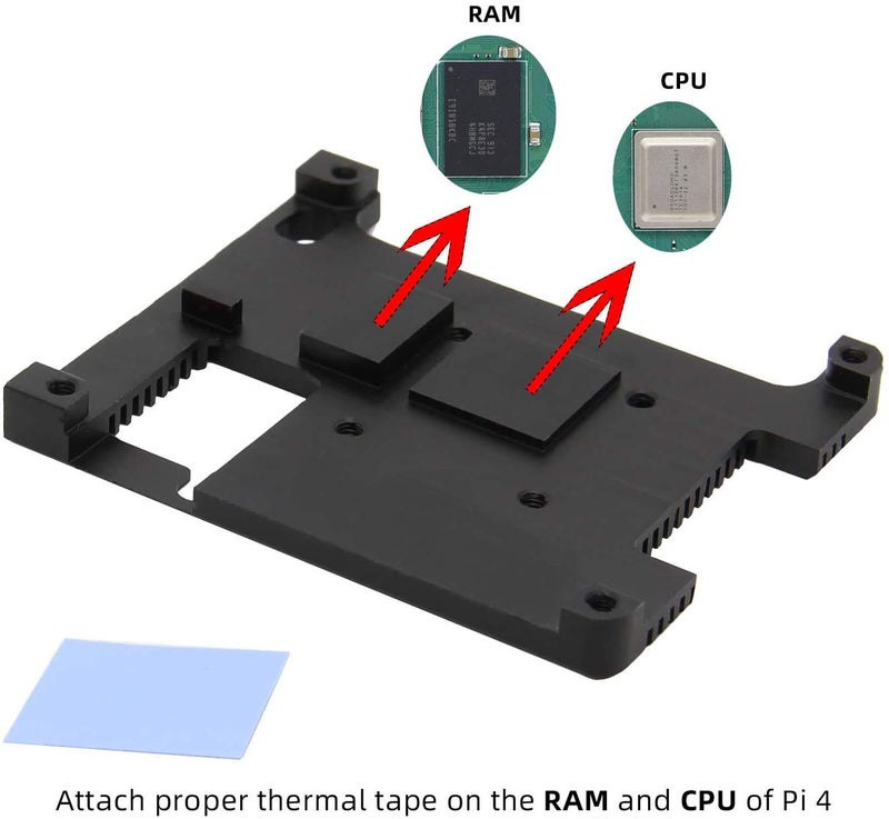 REES52 Raspberry Pi 4 7mm Embedded Heatsink with Fan (P165-A), Raspberry Pi 4B Armor Aluminum Radiator with 5V Cooling Fan Compatible with Raspberry Pi 4 Model B Computer and Pi 4 - Image 5