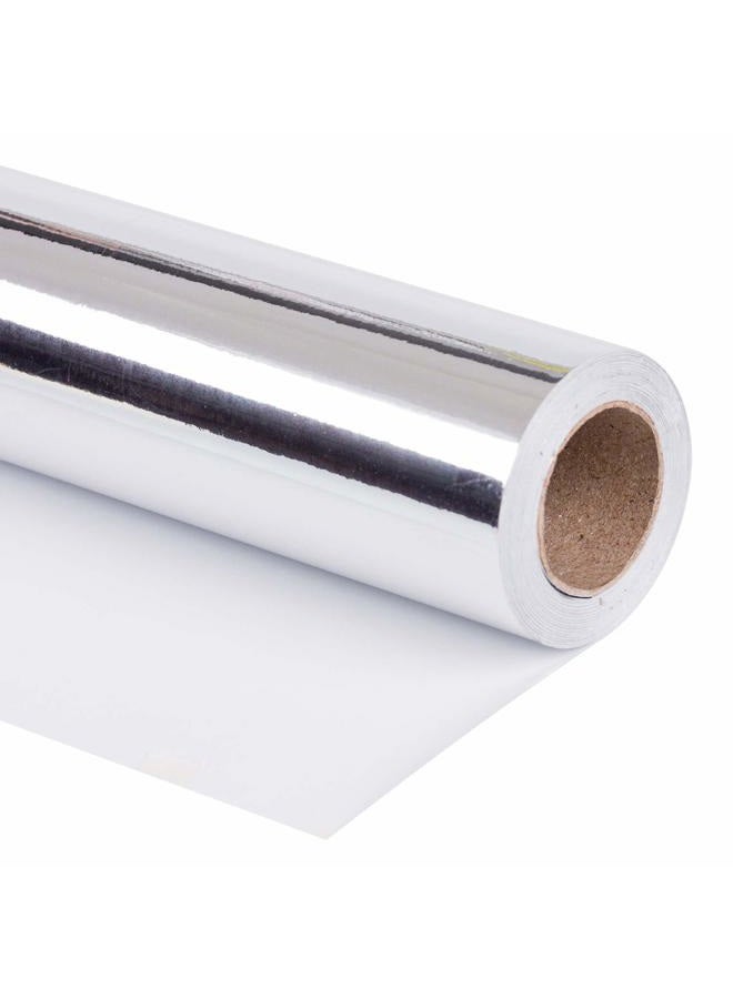 RUSPEPA Silver Metallic Wrapping Paper - 81.5 Sq Ft - Solid Color Paper Perfect for Wedding,Birthday,Christmas,Baby Show - 30 inches x 32.8 feet - Image 1