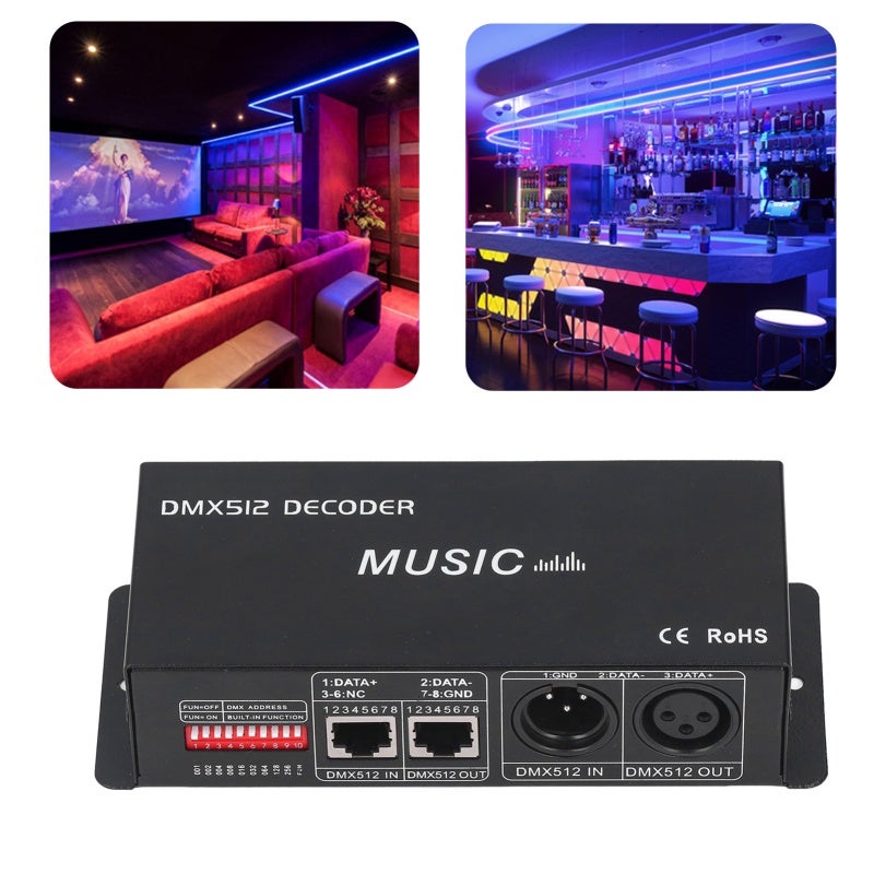 4 Channel DMX Decoder PCB Iron Material Adjustable Design RGB Dimming Controller - Music Mode Dimming Function PWM Signal Decoder for Home Bar Hotel Public Places - Image 4