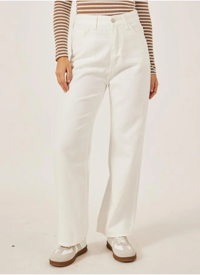 ستايلي Styli Women White Mid Rise Plain Straight Fit Jeans