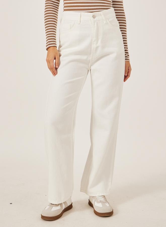 Styli Styli Women White Mid Rise Plain Straight Fit Jeans  - Image 2