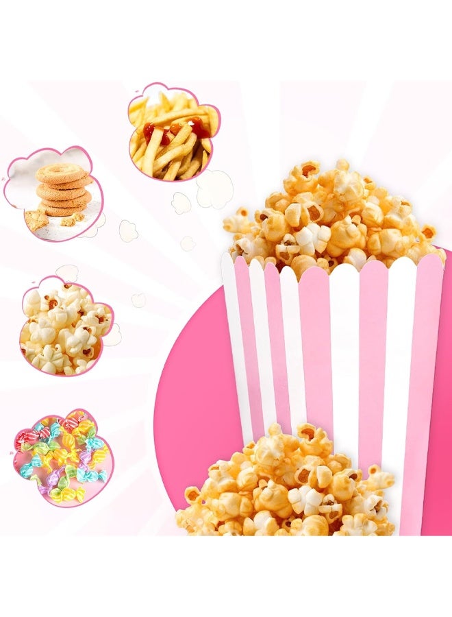 DUNISO 24 Pcs Popcorn Boxes, Small Popcorn Buckets, Pink And White Striped Popcorn Bags, Small Snack Bags for Bitrhday Party Supplies, Movies Theater, Dessert, Wedding Favors - Image 3
