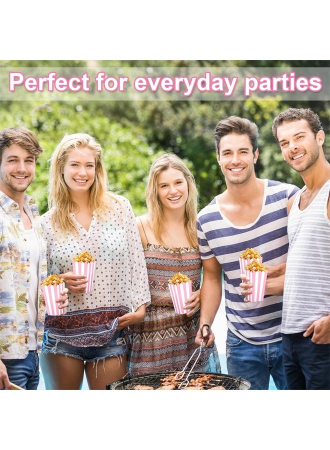 DUNISO 24 Pcs Popcorn Boxes, Small Popcorn Buckets, Pink And White Striped Popcorn Bags, Small Snack Bags for Bitrhday Party Supplies, Movies Theater, Dessert, Wedding Favors - Image 5