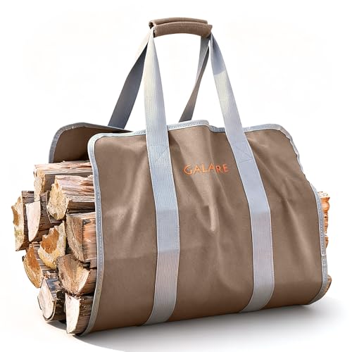 GALAFIRE Wood Carrier for Firewood with Handles, Foldable 16oz Canvas Firewood Sling Bag, Premium Quality Heavy Log Tote Firewood Tote - Image 1