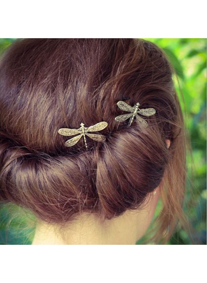 Suoirblss 4Pcs Women Lady Retro Dragonfly Style Hair Clips Vintage Hairpin Side Clip Alloy Barrettes Bobby Pin Hair Accessories  - Image 4