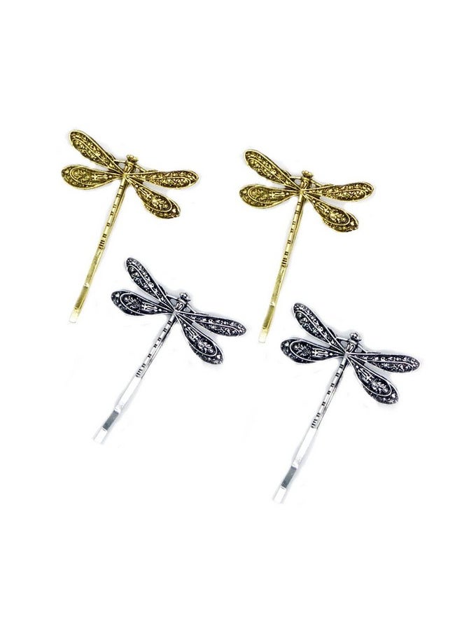 Suoirblss 4Pcs Women Lady Retro Dragonfly Style Hair Clips Vintage Hairpin Side Clip Alloy Barrettes Bobby Pin Hair Accessories  - Image 2
