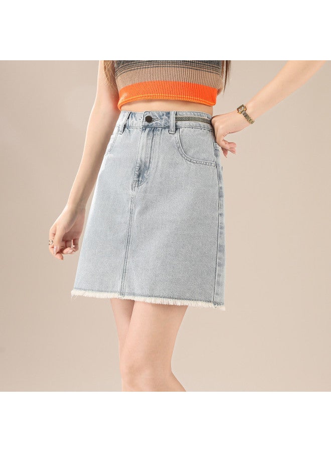 TonLion korean-style Youthful Denim Skirt - Summer Thin Slimming Versatile Minimalist A-line Skirt With Coverage - Image 4