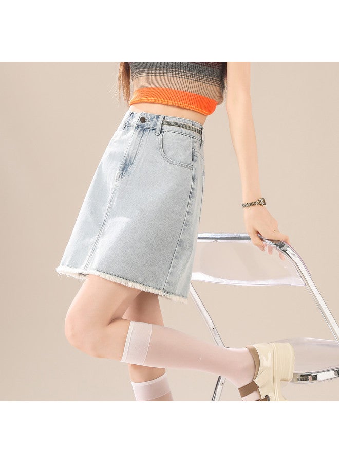 TonLion korean-style Youthful Denim Skirt - Summer Thin Slimming Versatile Minimalist A-line Skirt With Coverage - Image 5