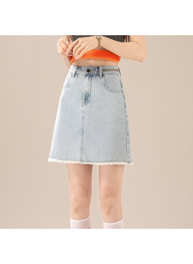 TonLion korean-style Youthful Denim Skirt - Summer Thin Slimming Versatile Minimalist A-line Skirt With Coverage - Image 3