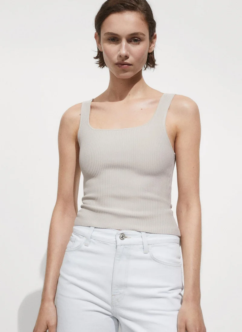 مانجو Ribbed Knit Top