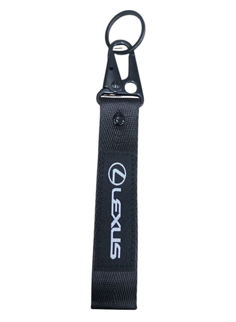 Lexus-Branded Woven Lanyard Keyring with Black Hardware - Image 2