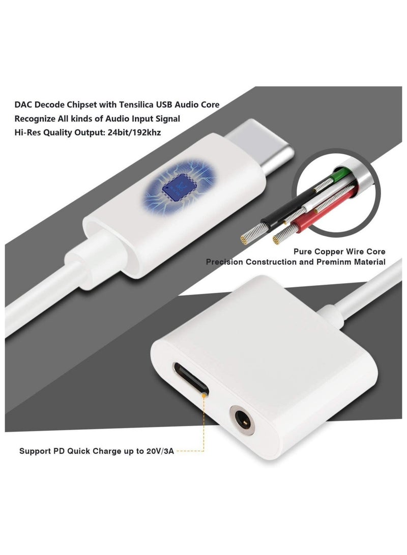 USB C to 3.5mm Headphone and Charger Adapter,2 in 1 USB C to Aux Audio Jack with PD 60W Fast Charging Dongle Fit with Galaxy S22 Ultra - Image 5