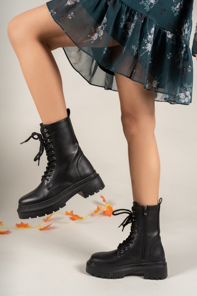 Riccon Black Women's Zipper Boots 0012299  - Image 3
