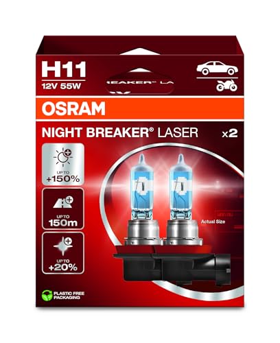 OSRAM NIGHT BREAKER LASER H11 150 Brighter Halogen Headlight Lamp 64211NL2HB 12V Hanging Folding Box 2 Lamps