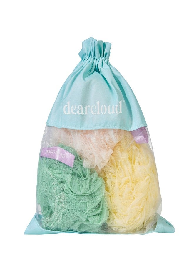 dearcloud XL Classic Loofah Travel Set of 3 - Exfoliating Body Scrubber for Smooth, Radiant Skin (Sage) - Image 1