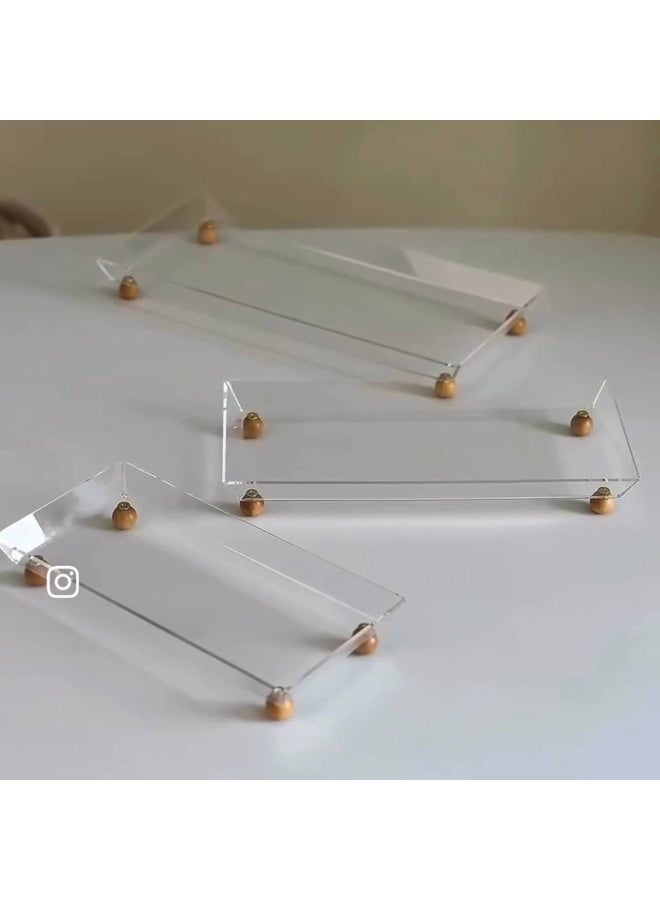 Acrylic sauce set with wooden bases, elegant decor and a unique presentation style. The clear acrylic adds a touch of sophistication and is suitable for serving snacks, nuts, and fruits to guests. - Image 3