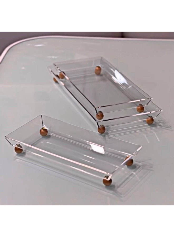 Acrylic sauce set with wooden bases, elegant decor and a unique presentation style. The clear acrylic adds a touch of sophistication and is suitable for serving snacks, nuts, and fruits to guests. - Image 2