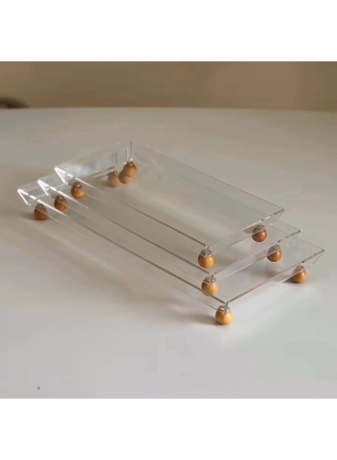 Acrylic sauce set with wooden bases, elegant decor and a unique presentation style. The clear acrylic adds a touch of sophistication and is suitable for serving snacks, nuts, and fruits to guests. - Image 1