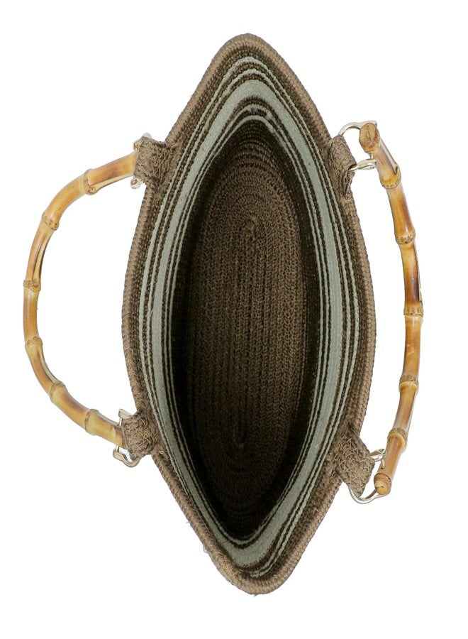 ARIYA Brown Cream Bamboo Handbag Stylish Eco-Friendly Design with Natural Bamboo Accents Elegant, Durable, and Lightweight Perfect for Chic and Sustainable Fashion - Image 3