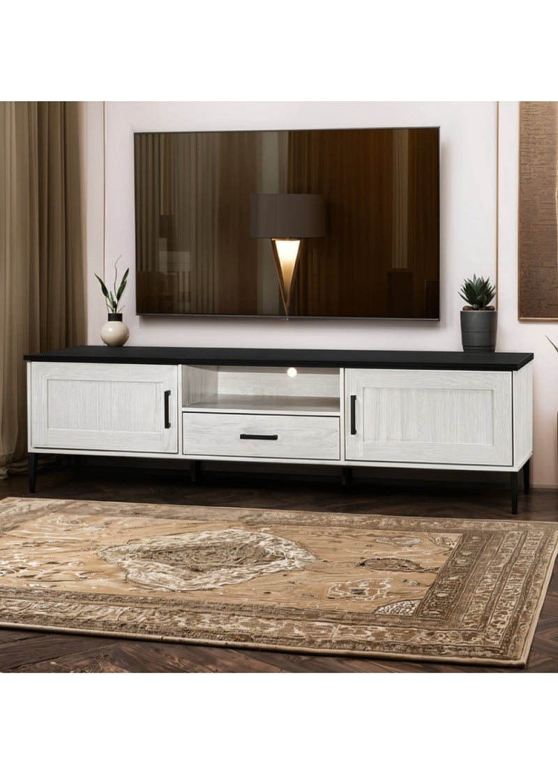 l'elefante Elite Wooden TV Stand with Extra-Large Storage Cabinets & Silent Drawer, Premium TV Console for Living Room Lounge Entertainment Hub - Image 2