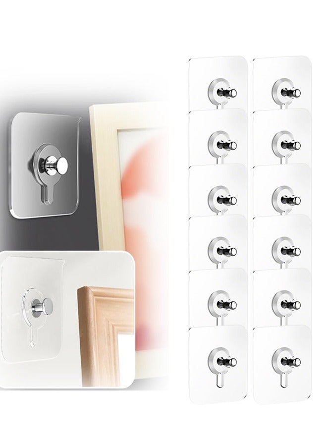 12 Pcs Nail Free Wall Hangers,Picture Hangers Without Nails, Wall Hooks Adhesive for Hanging for Kitchen, Bathroom, Home - Image 1