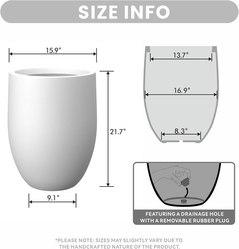 kante Kante Tall Concrete Planter 217Inch Height White Large Indoor Outdoor Plant Pot with Drainage Hole for Patio Garden Home Modern Decor for Flowers and Tree  - Image 2