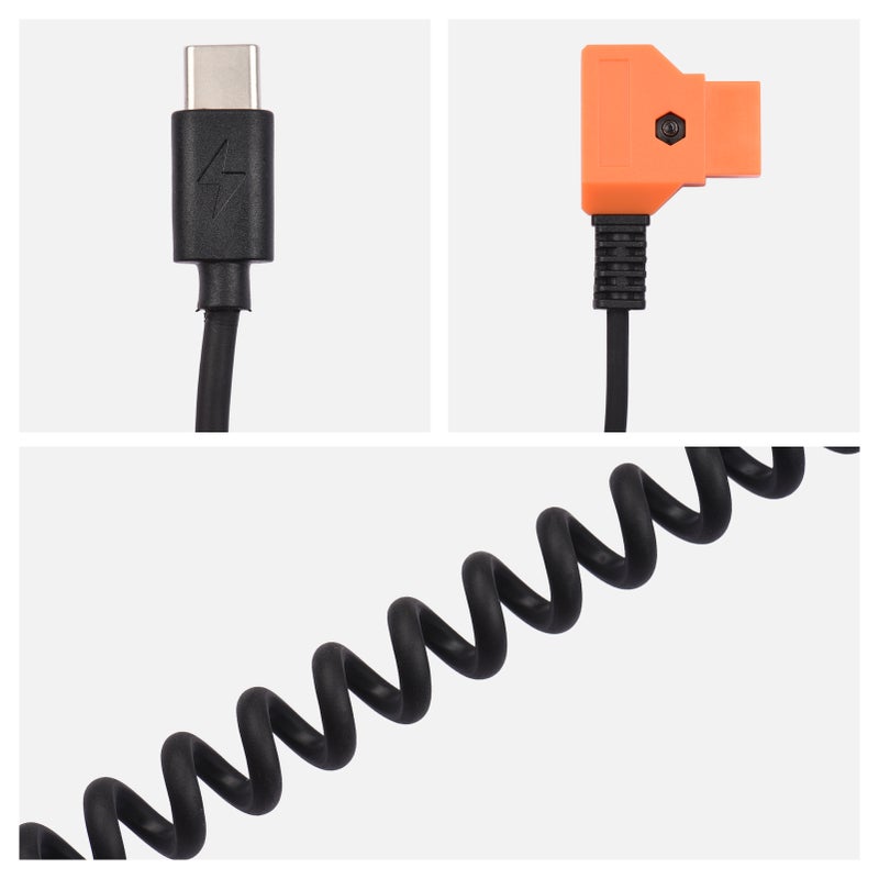كبل طاقة USB C إلى D-Tap: مدخل 15V Pd3.0، مخرج 15V D-Tap - كبل نابلي مرن ومدوّل بطولات 100 سم لشحن بطاريات V-Mount عبر مصادر طاقة Pd - Image 3