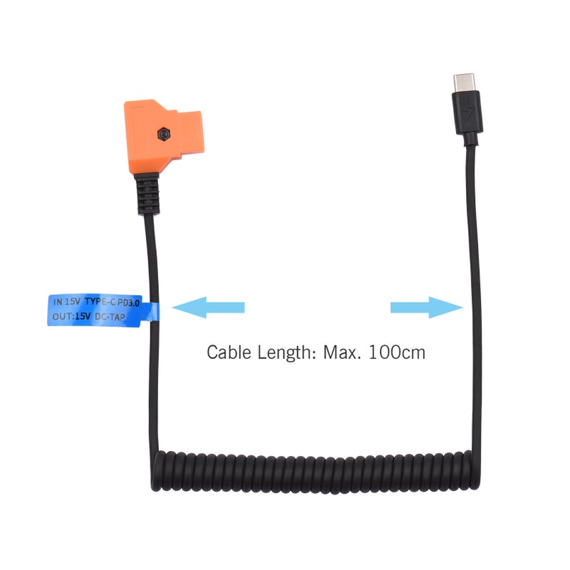 كبل طاقة USB C إلى D-Tap: مدخل 15V Pd3.0، مخرج 15V D-Tap - كبل نابلي مرن ومدوّل بطولات 100 سم لشحن بطاريات V-Mount عبر مصادر طاقة Pd - Image 5