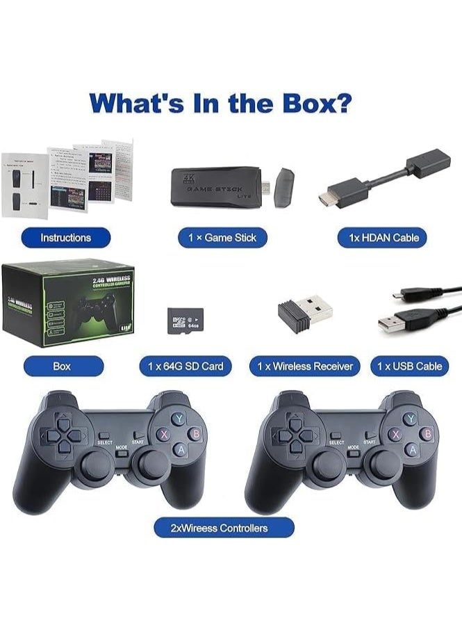 2.4G Wireless TV Game Controller with Built-in USB, 10000 Classic Games, 9 Classic Emulators, HDMI Output for TV with Two Dual 2.4G Wireless Controllers - 4K Ultra HD Gaming - Image 3