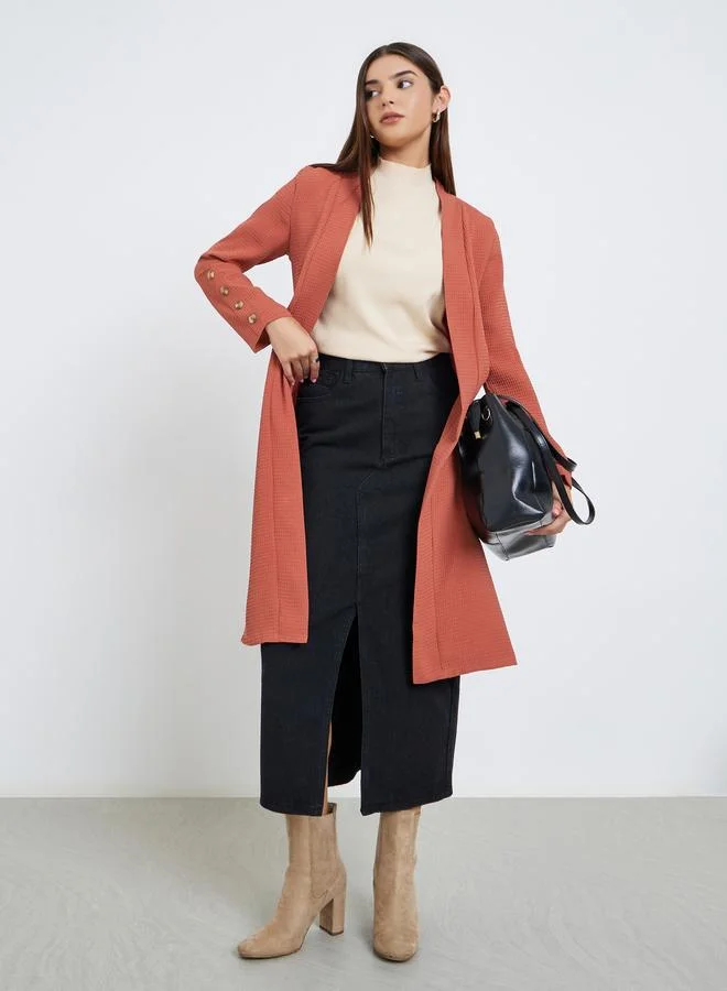 تايك تو كيمونو مفتوح من الأمام بنقشة صدئة