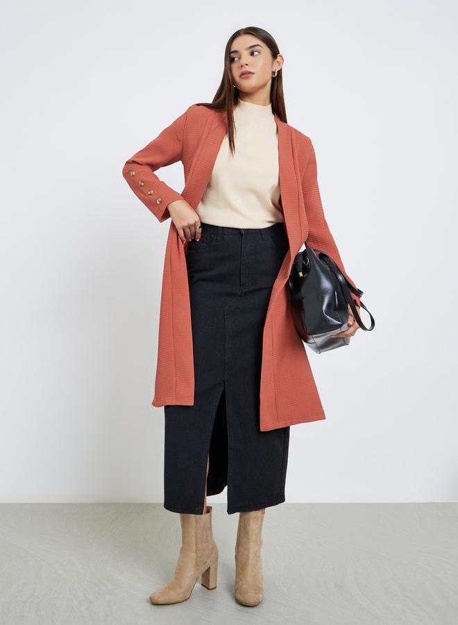 تايك تو كيمونو مفتوح من الأمام بنقشة صدئة - Image 2