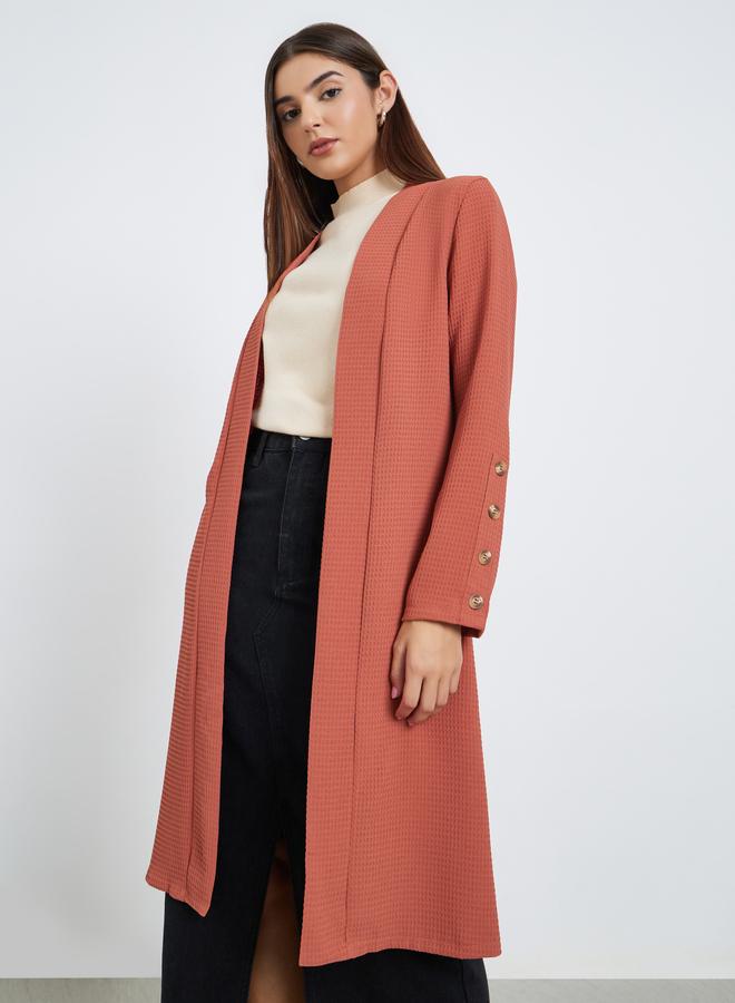 تايك تو كيمونو مفتوح من الأمام بنقشة صدئة - Image 1