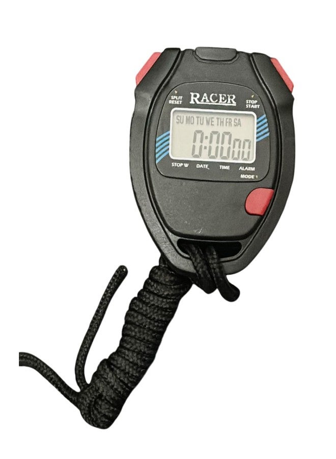 AI-Stopwatch 1/100 Sec./Racer Stopwatch with Alarm Handheld/Calendar,Day,Date,Month Display/Digital LCD Stopwatch Chronograph Timer Counter Sports Alarm/LCD Digital Professional Stop Watch (Black) - Image 4