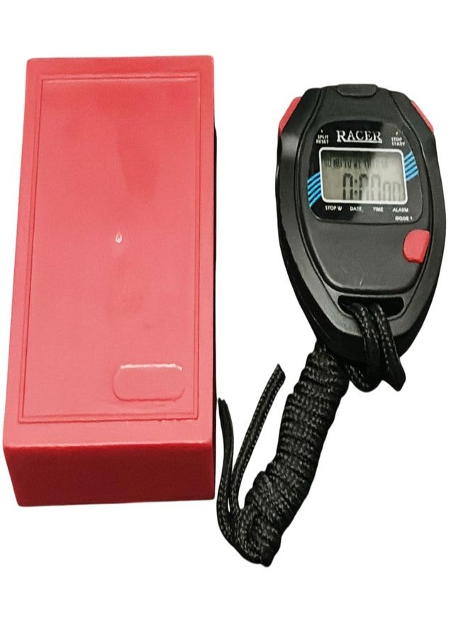 AI-Stopwatch 1/100 Sec./Racer Stopwatch with Alarm Handheld/Calendar,Day,Date,Month Display/Digital LCD Stopwatch Chronograph Timer Counter Sports Alarm/LCD Digital Professional Stop Watch (Black) - Image 5