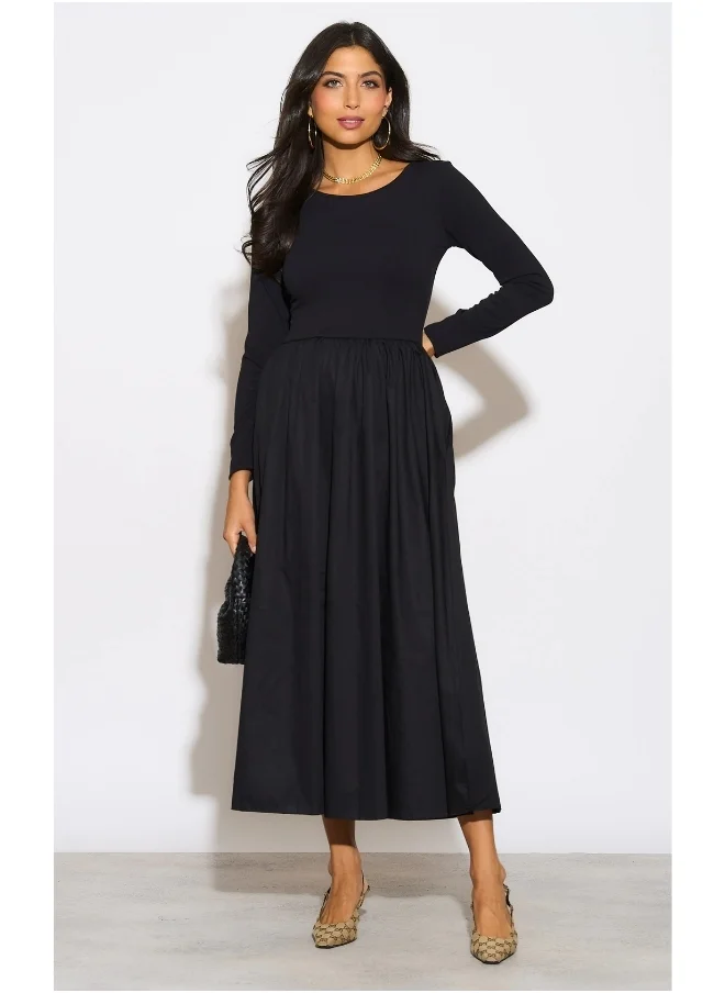 Hoxton Gal Navy Long Sleeve Maxi Dress – Relaxed Fit