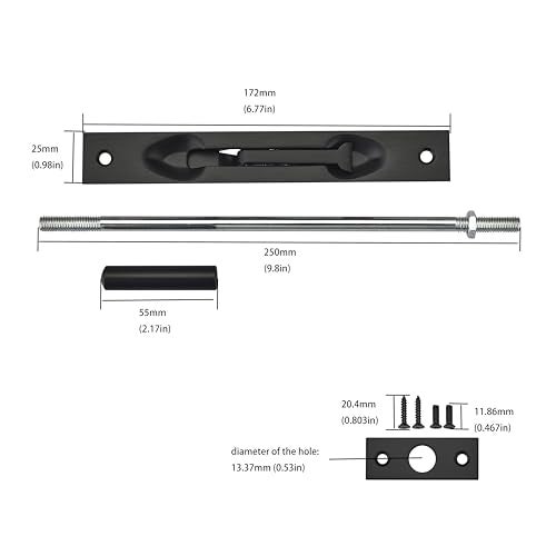 TOGU 10" Solid Stainless Steel Lever Extension Flush Bolt for Metal Doors,Flush Mount Extension Bolt for Commercial Applications,Store,School,Office,Matte Black - Image 2